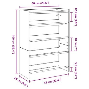 Ράφι παπουτσιών vidaXL Παλιό ξύλο 60x25x81cm Κατασκευασμένο ξύλο