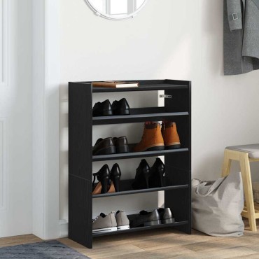 Ράφι παπουτσιών vidaXL Μαύρο 60x25x81cm Κατασκευασμένο ξύλο