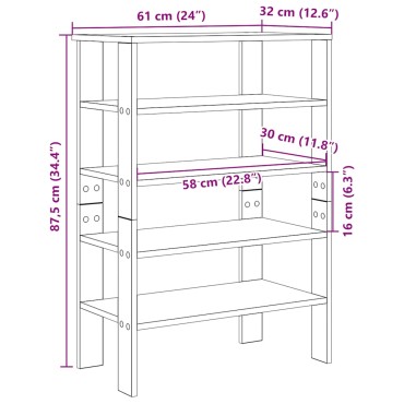 Ράφι παπουτσιών vidaXL Λευκό 61x32x87,5cm Κατασκευασμένο ξύλο
