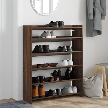 vidaXL Ράφι παπουτσιών καφέ δρυς 80x25x100cm Κατασκευασμένο ξύλο