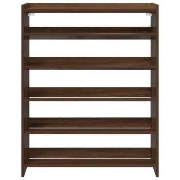 vidaXL Ράφι παπουτσιών καφέ δρυς 80x25x100cm Κατασκευασμένο ξύλο