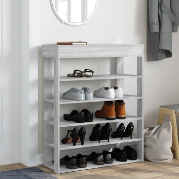 Ράφι παπουτσιών vidaXL Γκρι Sonoma 80x30x98cm Κατασκευασμένο ξύλο