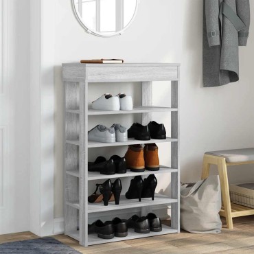 Ράφι παπουτσιών vidaXL Γκρι Sonoma 60x30x98cm Κατασκευασμένο ξύλο