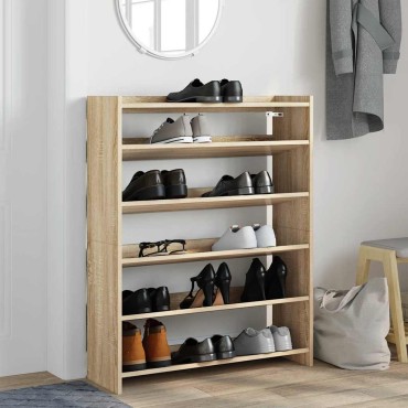 Ράφι παπουτσιών vidaXL Sonoma Oak 80x25x100cm Κατασκευασμένο ξύλο