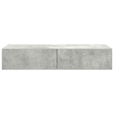 vidaXL Ράφι τοίχου με συρτάρια Γκρι μπετόν 100x36x19cm Ξύλο μηχανής 1 τεμ.