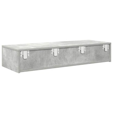 vidaXL Ράφι τοίχου με συρτάρια Γκρι μπετόν 100x36x19cm Ξύλο μηχανής 1 τεμ.