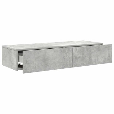 vidaXL Ράφι τοίχου με συρτάρια Γκρι μπετόν 100x36x19cm Ξύλο μηχανής 1 τεμ.
