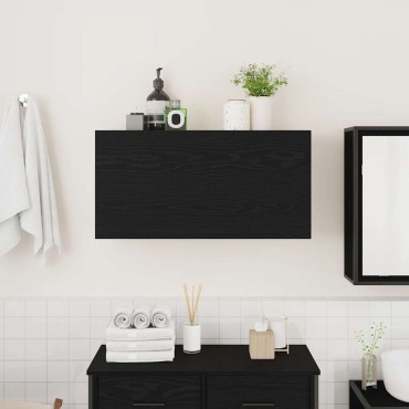 vidaXL ντουλάπι τοίχου μπάνιου μαύρο 80x25x40cm κατασκευασμένο ξύλο