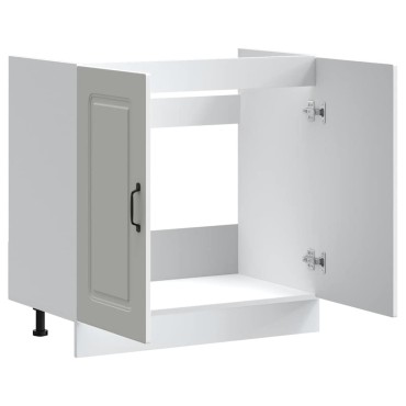 vidaXL Ντουλάπι βάσης νεροχύτη Kalmar Λευκό 80x46x81,5cm Επεξ. Ξύλο 1 τεμ.