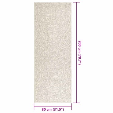 vidaXL Χαλί ZIZUR Κρεμ Όψη Γιούτας Εσωτ. & Εξωτ. Χώρου 80x200cm
