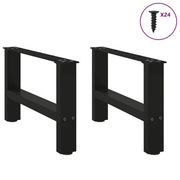 vidaXL Πόδια τραπεζιού σαλονιού Μαύρο 2 τεμ. 50x(30-31)cm Ατσάλι