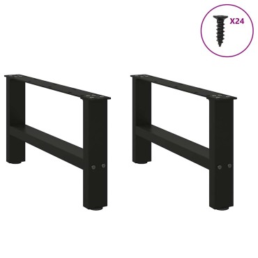 vidaXL Πόδια τραπεζιού σαλονιού Μαύρο 2 τεμ. 60x(30-31)cm Ατσάλι