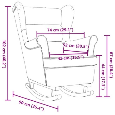 vidaXL Κουνιστή καρέκλα Μαύρη 74x90x102cm Ύφασμα