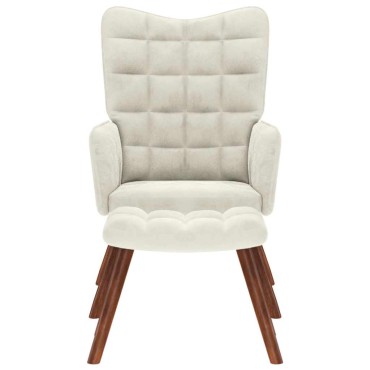 vidaXL Καρέκλα χαλάρωσης με σκαμπό Cream Velvet 61,5x69x95,5cm 1 τεμ.
