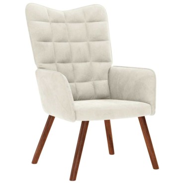 vidaXL Καρέκλα χαλάρωσης με σκαμπό Cream Velvet 61,5x69x95,5cm 1 τεμ.