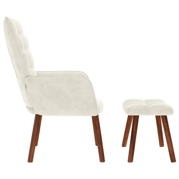 vidaXL Καρέκλα χαλάρωσης με σκαμπό Cream Velvet 61,5x69x95,5cm 1 τεμ.