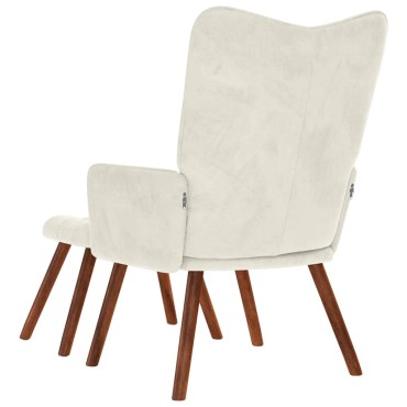vidaXL Καρέκλα χαλάρωσης με σκαμπό Cream Velvet 61,5x69x95,5cm 1 τεμ.