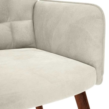 vidaXL Καρέκλα χαλάρωσης με σκαμπό Cream Velvet 61,5x69x95,5cm 1 τεμ.