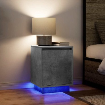 vidaXL Κομοδίνο με φώτα LED Μπετόν Γκρι 38x34x50cm 1 τεμ.