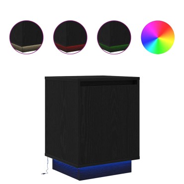 vidaXL Κομοδίνο με φώτα LED Μαύρο 38x34x50cm 1 τεμ.