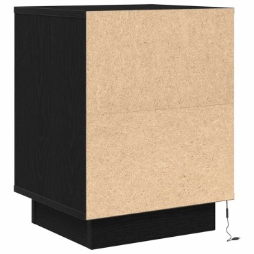 vidaXL Κομοδίνο με φώτα LED Μαύρο 38x34x50cm 1 τεμ.