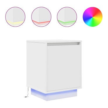 vidaXL Κομοδίνο με φώτα LED Λευκό 38x34x50cm 1 τεμ.