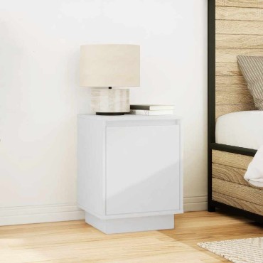 vidaXL Κομοδίνο με φώτα LED Λευκό 38x34x50cm 1 τεμ.