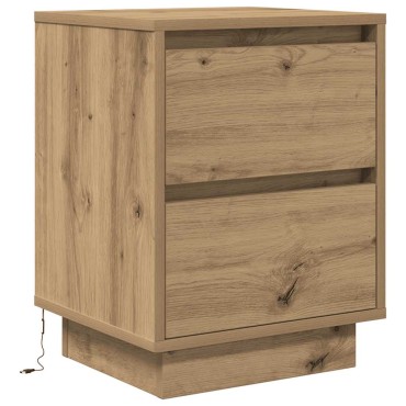 vidaXL Κομοδίνο με φώτα LED Artisan Oak 38x34x50cm 1 τεμ.