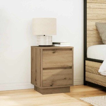 vidaXL Κομοδίνο με φώτα LED Artisan Oak 38x34x50cm 1 τεμ.