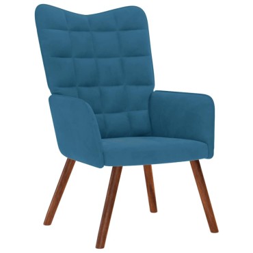 vidaXL Πολυθρόνα Relax Μπλε Βελούδινη με Σκαμπό 61,5x69x95,5cm 1 τεμ.