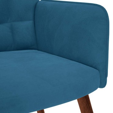 vidaXL Πολυθρόνα Relax Μπλε Βελούδινη με Σκαμπό 61,5x69x95,5cm 1 τεμ.