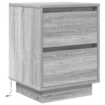 vidaXL Κομοδίνο με φώτα LED Γκρι Sonoma 38x34x50cm 1 τεμ.