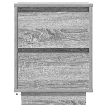 vidaXL Κομοδίνο με φώτα LED Γκρι Sonoma 38x34x50cm 1 τεμ.