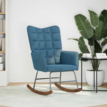 vidaXL Πολυθρόνα Κουνιστή Μπλε Βελούδινη 61x78x98cm 1 τεμ.