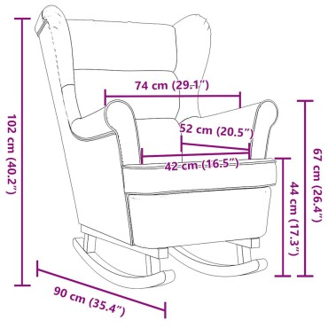 vidaXL Κουνιστή καρέκλα σκούρο πράσινο 74x90x102cm Ύφασμα