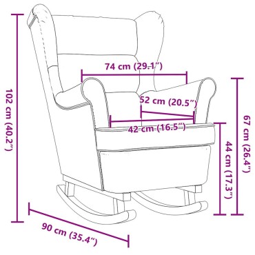 vidaXL Κουνιστή καρέκλα τζιν μπλε 74x90x102cm Ύφασμα
