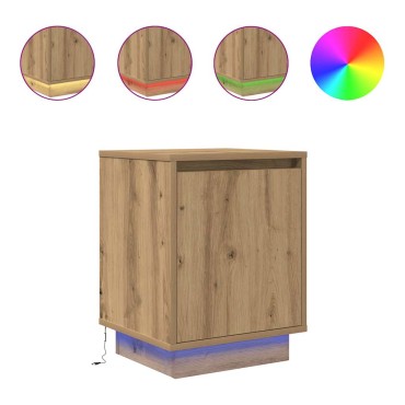 vidaXL Κομοδίνο με φώτα LED Artisan Oak 38x34x50cm 1 τεμ.