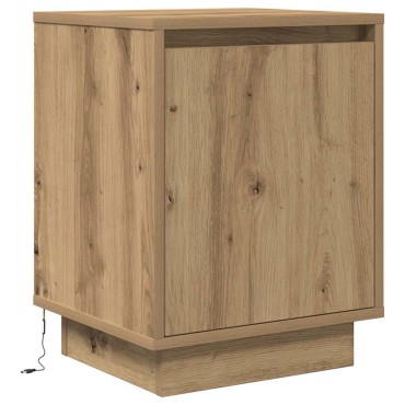 vidaXL Κομοδίνο με φώτα LED Artisan Oak 38x34x50cm 1 τεμ.