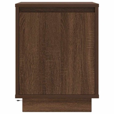 vidaXL Κομοδίνο με φώτα LED καφέ δρυς 38x34x50cm 1 τεμ.
