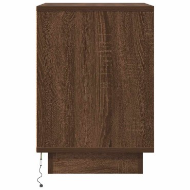 vidaXL Κομοδίνο με φώτα LED καφέ δρυς 38x34x50cm 1 τεμ.