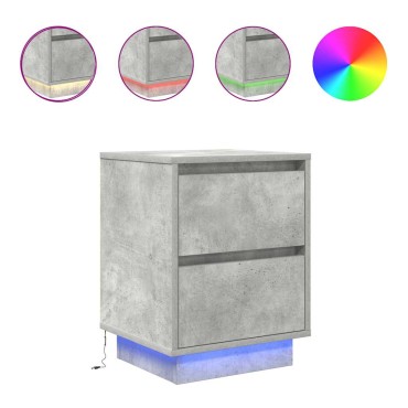 vidaXL Κομοδίνο με φώτα LED Μπετόν Γκρι 38x34x50cm 1 τεμ.