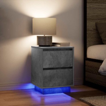 vidaXL Κομοδίνο με φώτα LED Μπετόν Γκρι 38x34x50cm 1 τεμ.