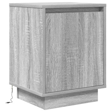 vidaXL Κομοδίνο με φώτα LED Γκρι Sonoma 38x34x50cm 1 τεμ.