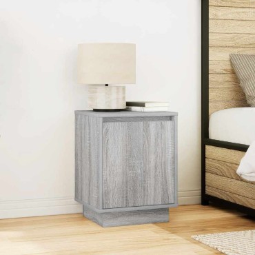 vidaXL Κομοδίνο με φώτα LED Γκρι Sonoma 38x34x50cm 1 τεμ.