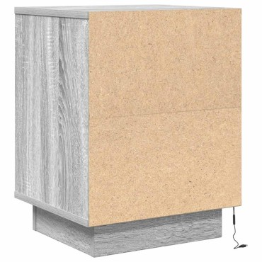 vidaXL Κομοδίνο με φώτα LED Γκρι Sonoma 38x34x50cm 1 τεμ.