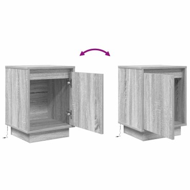 vidaXL Κομοδίνο με φώτα LED Γκρι Sonoma 38x34x50cm 1 τεμ.