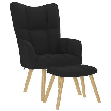 vidaXL Πολυθρόνα Relax Μαύρο Υφασμάτινη με Υποπόδιο 61,5x69x95,5cm 1 τεμ.