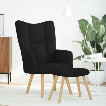 vidaXL Πολυθρόνα Relax Μαύρο Υφασμάτινη με Υποπόδιο 61,5x69x95,5cm 1 τεμ.