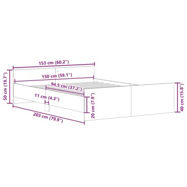 vidaXL Πλαίσιο κρεβατιού χωρίς στρώμα 150x200 εκ. Επεξεργασμένο Ξύλο
