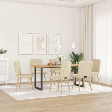 vidaXL Καρέκλες Τραπεζαρίας 6 τεμ. Κρεμ Υφασμάτινες 45x54x86 cm